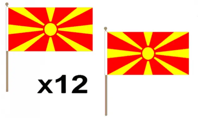 Pack Of 12 Macedonia Hand Flags 9 x 6" - Party Conferences Office Display