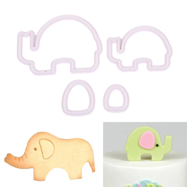 4Pcs Cartoon Animal Cookie Cutter Elephant Biscuit Moulds Fondant Tools PF
