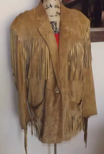 VINTAGE DEERSKIN LEATHER Fringe Jacket Western Cowboy Fringed Coat ...