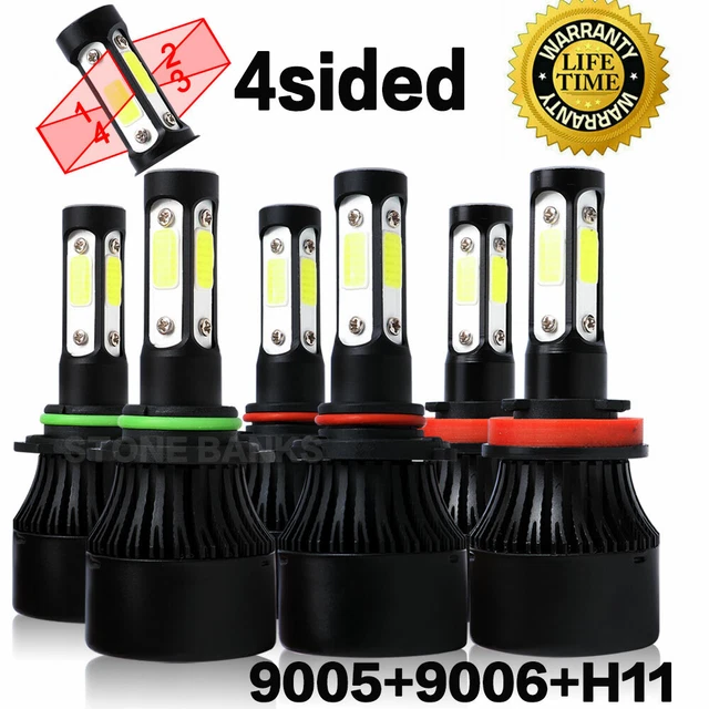 Combo 9005+9006+H11 LED Headlght H/Low Beam Bulb 6500K 7000W 980000LM