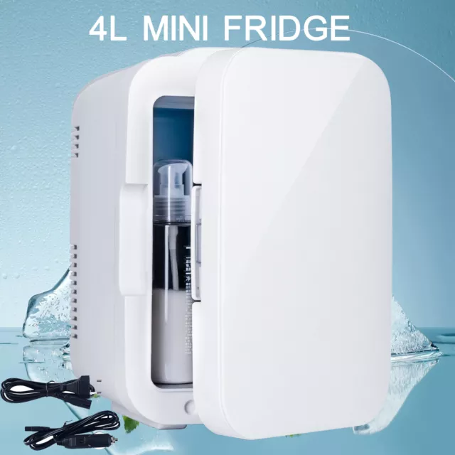 4L Mini Fridge Portable Cooler and Warmer Table Top Bedroom Skincare Car White