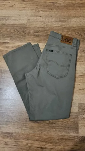 Mens Lee Brooklyn Straight Chino Trousers Size 32/30 Khaki VGC