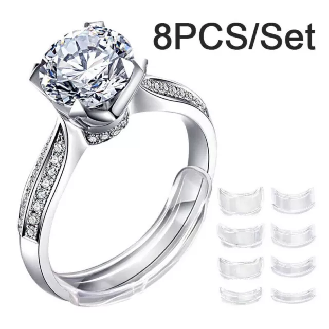 8 Sizes Silicone Invisible Clear Ring Size Adjuster Fit Any Rings Jewelry XK 2