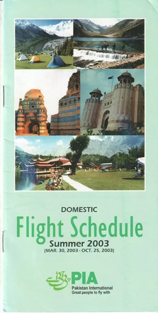 PIA Pakistan International Airlines timetable 2003/03/30 domestic