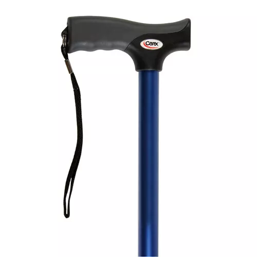 Carex Adjustable Walking Cane Soft Grip Aluminum Metallic Light Blue Color 1 ct