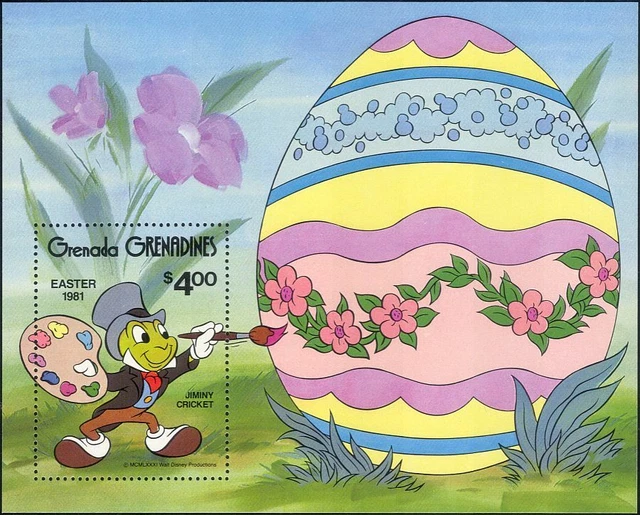 GRENADA GRENADINE 1981 Disney/Jiminy Cricket/Easter Eggs/Cartoni ...