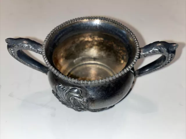 Antique Silver Sugar Bowl Quadruple Plate