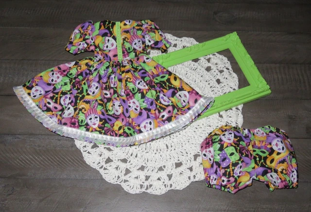 Handmade Doll Clothes for 16" - 18" Cabbage Patch Dolls "Mardi Gras" Dress Set
