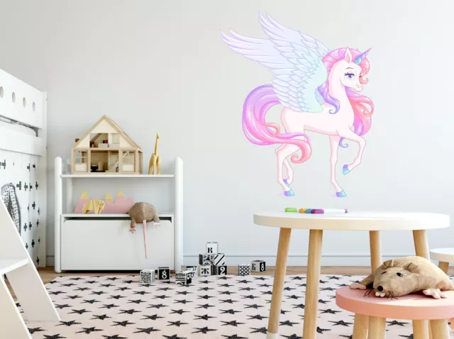 3D Unicorn Wings O830 Animal Wallpaper Mural Poster Wall Stickers Decal Zoe