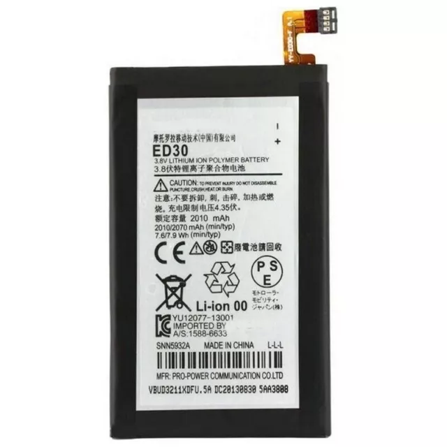 Motorola Batterie Original ED30 pour Moto G 2nd Gen 2010mAh Pile Rechange Neuf