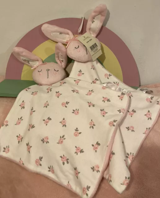 GEORGE ASDA PINK Bunny Rabbit Sleeping Baby Comforter Soft Toy