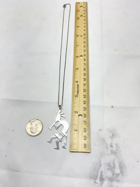 Navajo Handmade  Sterling Silver Kokopelli Pendant And Necklace