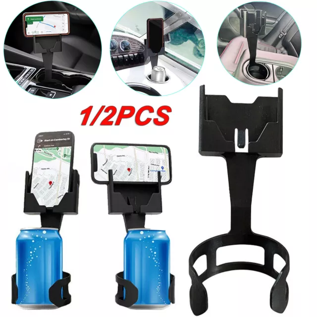 1/2PCS 2 in 1 360° Car Phone Cup Holder Cell Phone Mount Adjustable Stand Cradle