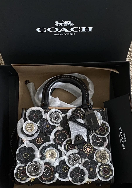 Nwt Coach 1941 Black/Multi Tooled Tea Rose Rogue 25 21587 Gift Box Nwt Coach 1941 Black/Multi Tooled Tea Rose Rogue 25 21587 Gift Box