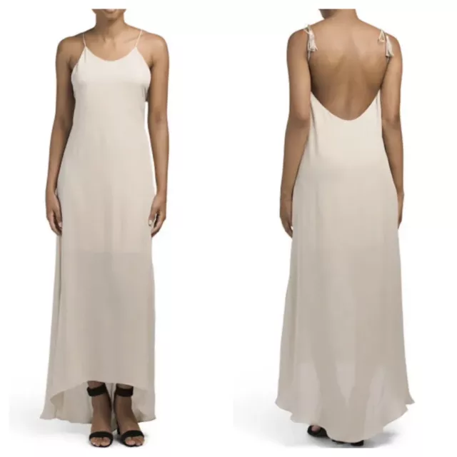 Rory Beca Maid By Yifat Oren Nelli Gown Nude Womens S 100% Silk Hi Lo Hem NWT