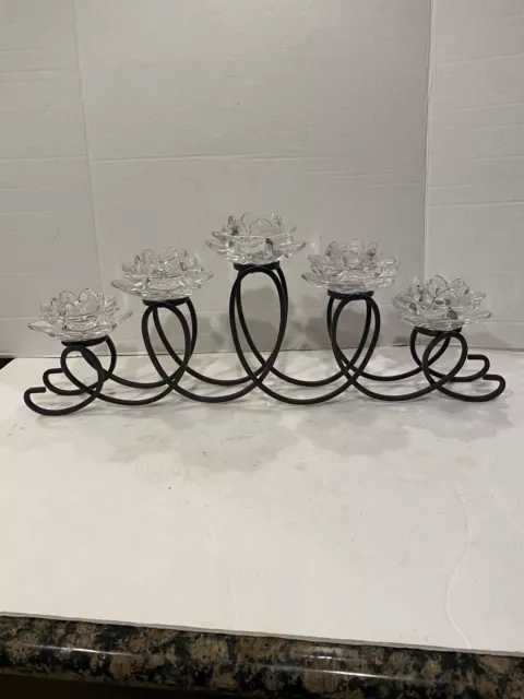 Mikasa Crystal Glass Votive Tea Light Candle Holder Lotus Flower Petals