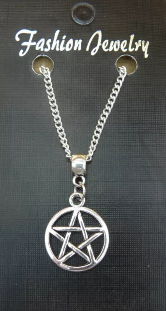 Wicca Star Pentagram Pendant & 18" or 24 Inch Necklace Pentacle Wiccan Pagan