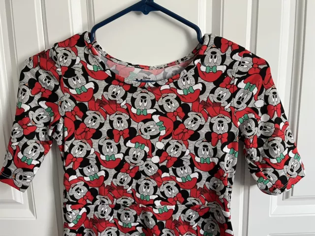 Disney Minnie Mouse Girl Size 7-8 Youth Cotton Dress Red Gray Black
