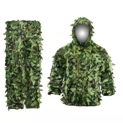 3D Hunting Suit Camouflage Suit Green Leaves Ghillie Suit Woodland Camo Army