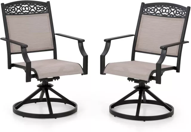 PHI VILLA Patio Dining Chairs Set of 2 Outdoor Swivel Chairs High Back Oversize