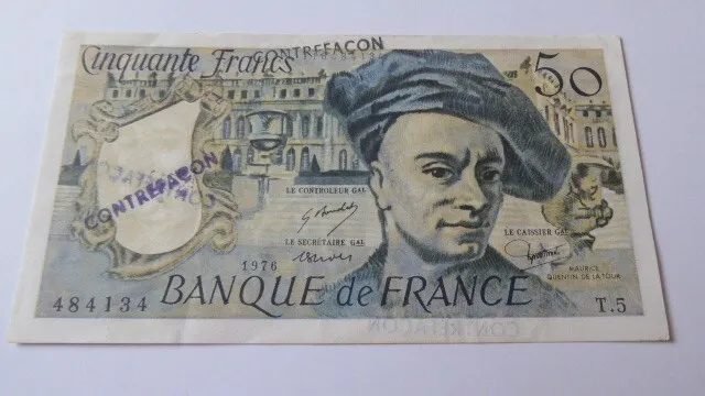 billet de 50 francs Quentin de la Tour , faux d'époque tampon contrefacon