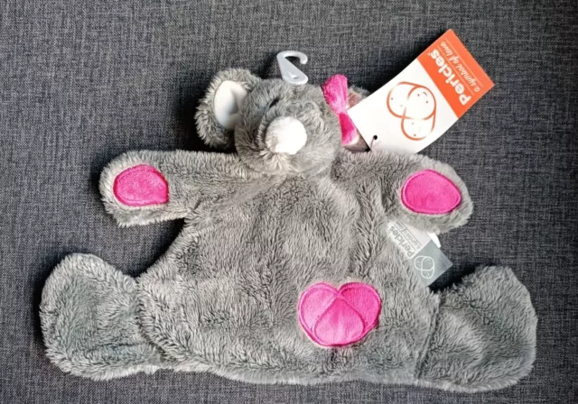 😍🐭Doudou Soft plat souris Mouse gris coeur Rose DOUX Pericles Attache Tétine