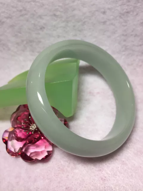 55.5mm- Vintage 100% Natural Jadeite Jade Bangle- Light Green- Undyed, Untreated