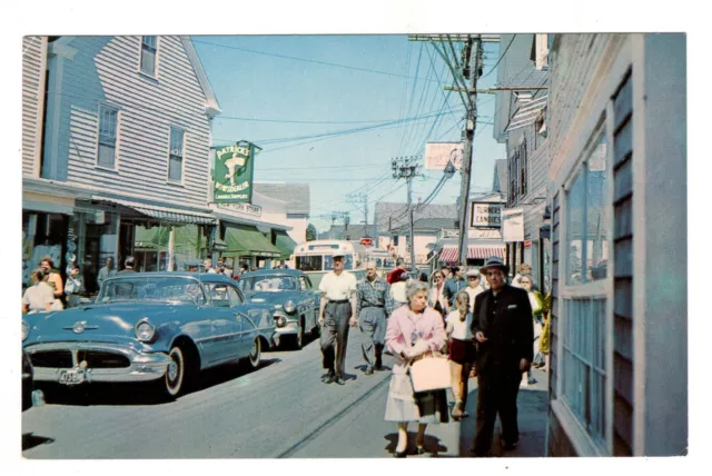 Provincetown MA Business District Old Bus Car Vintage Postcard