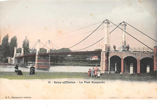 91. n°206200. soisy sous etiolles.Le pont suspendu