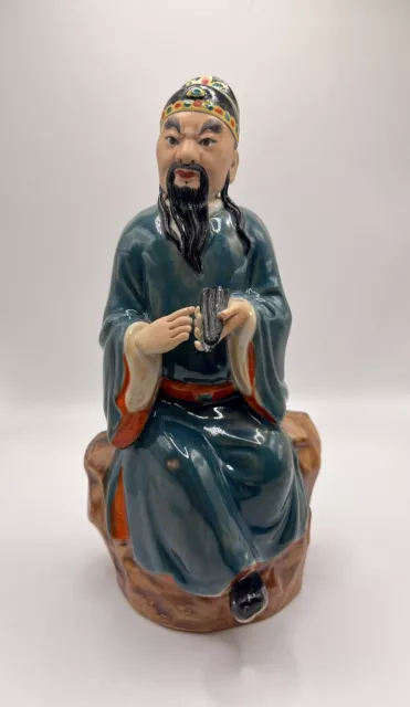 Antique Chinese Qing Porcelain Figure Immortal Scholar Export Famille Rose