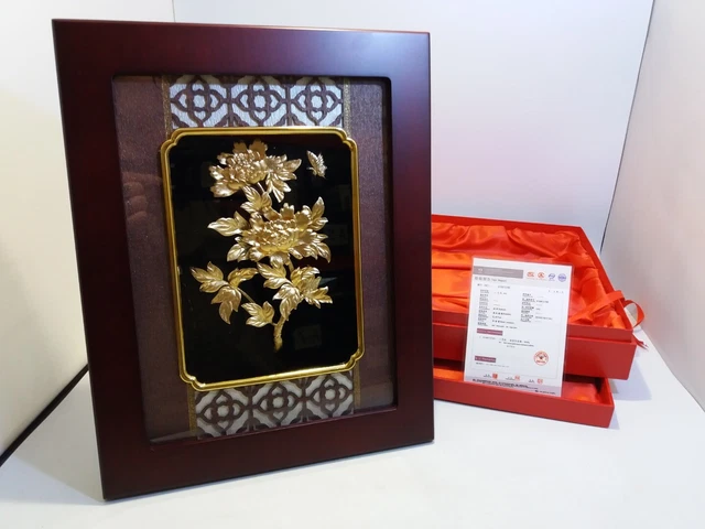 Marco de madera enchapado en oro 24K 27x34cm