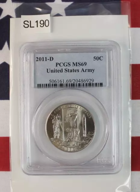 2011 D United States Army Half Dollar Commemorative PCGS MS69 (SL190)