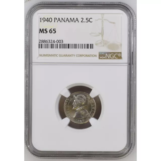 1940 Panama 2.5C Dos y Medio Centesimos de Balboa NGC MS 65