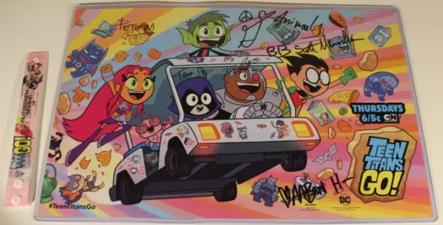 Teen Titans Go Cast Signed Poster With Wristband SDCC 2016 Six Autographs