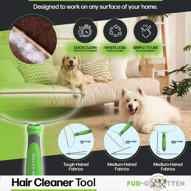 PET HAIR REMOVER Reusable Dog Cat Fur Rollers FUR-GOTTEN