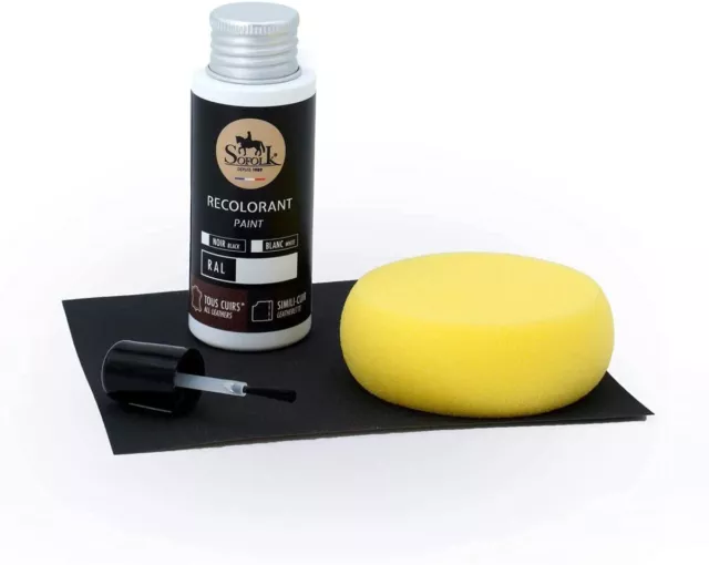 Kit Retouche Peinture Cuir/Simili-Cuir Siège auto, Canapé - NOIR
