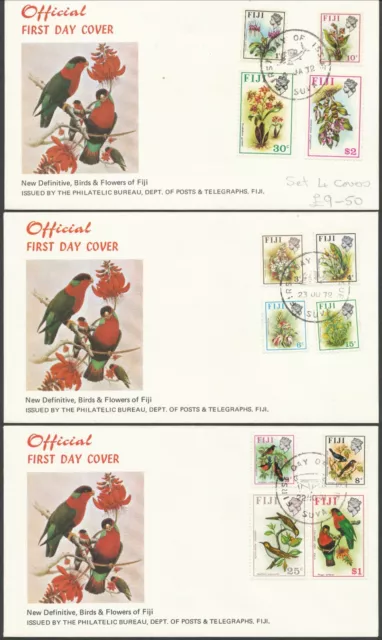 Fiji 1972 Birds & Flowers First Day Covers X 4 Bin Price Gb£9.50