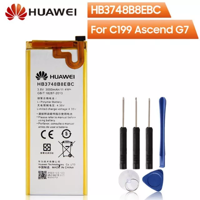 Genuine Huawei HB3748B8EBC Battery For Ascend G7 L01 L03 With Tools 3000mAh