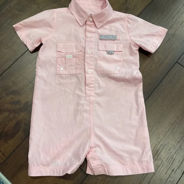 Properly Tied Unisex Baby Pink Striped One Piece Shortall Size 12 Months