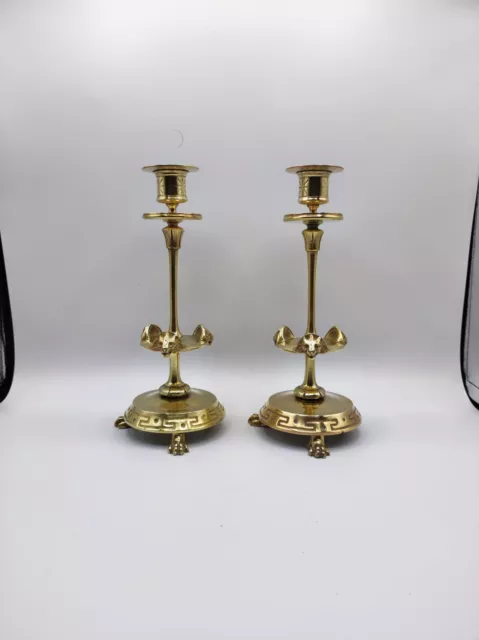 Antique French Brass 2 Candlestick, Vintage Candle Holders Candelabra Chandelier