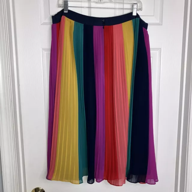 J. Crew Womens Plus Size 20 Sunburst Pleated Skirt Midi Rainbow Colorblock READ