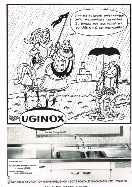 PUBLICITE ADVERTISING 094  1966  UGINOX   acier INOXYDABLE  par JACQUES FAIZANT