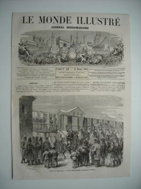 Gravure 1864. Guerre Du Danemark. Arrivee De La Cavalerie Autrichienne A Breslaw