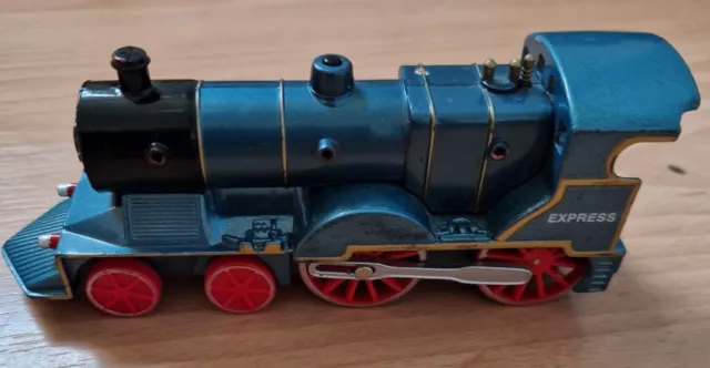 Lokomotive Toysmith Druckguss blau zurückziehen mit Sound und Licht 182g schwer.