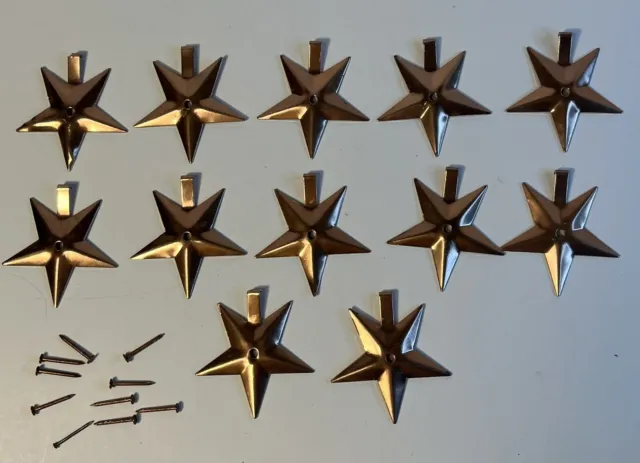 Vintage Lot of 12 Copper Stars Rustic Country Decor Mini 1.75" Metal Barn Star