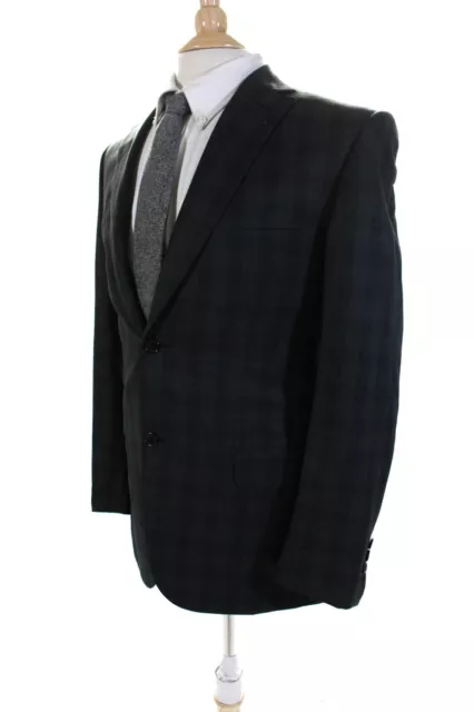 Brioni Mens Dark Gray Wool Plaid Two Button Long Sleeve Blazer Jacket Size IT 40 3