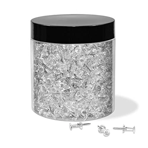 Push Pins Tacks 800 Count in Reusable Box Standard Clear Thumb Tacks Steel Po