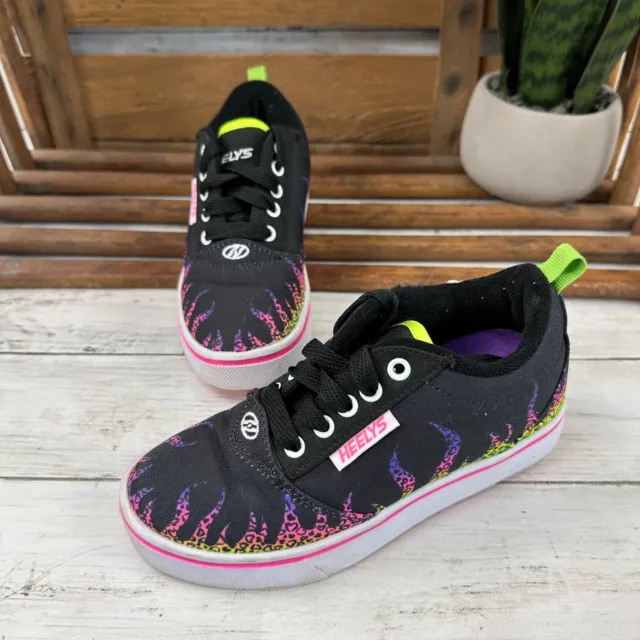 Heelys Pro 20 Prints Rainbow Flames Neon Skate Shoes Sneaker Sz Youth 1