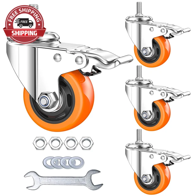 Stem Casters Heavy Duty Swivel Threaded Stem Caster Wheels with American Size 1/