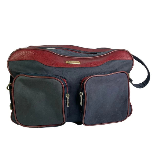 VTG Samsonite Blue/brown Carry on Bag Luggage Travel Shoulder Strap